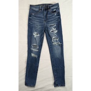 American Eagle Jeans 6 Hi Rise Jegging Crop Super Stretch Denim Blue M5J